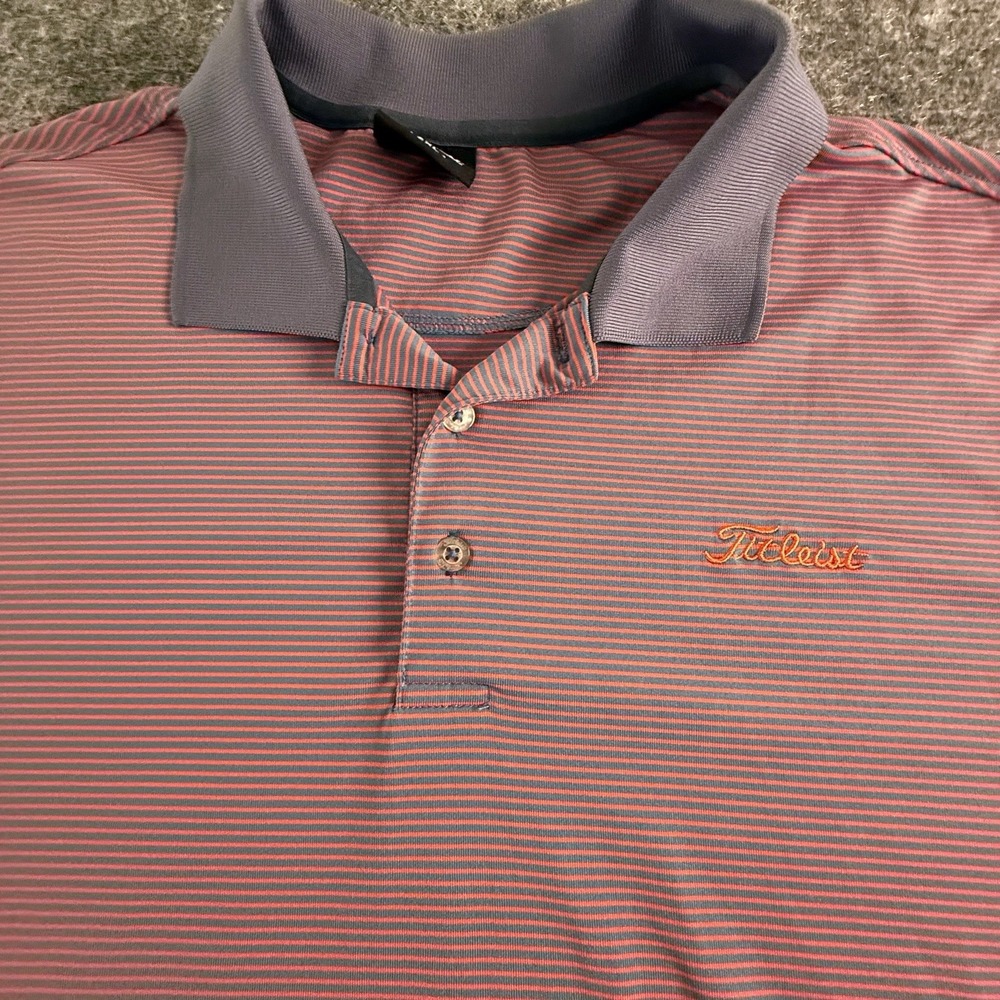 Titleist Polo Mens 2XL Stripe Shirt Golf Logo Athleisure Performance Golfwear
